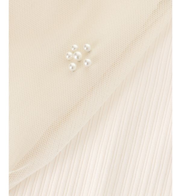  「パールチュールスリーブトップス」|Tシャツ・カットソー|