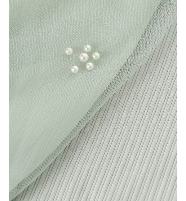  「パールチュールスリーブトップス」|Tシャツ・カットソー|