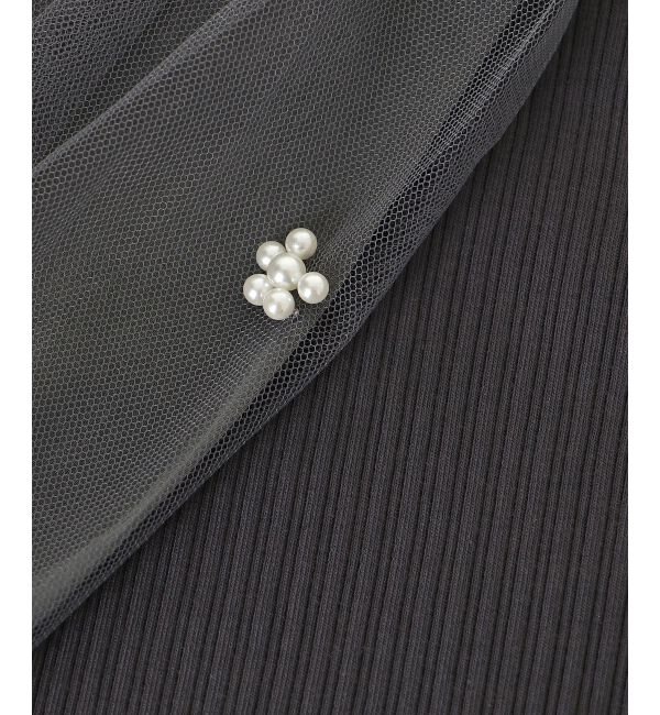  「パールチュールスリーブトップス」|Tシャツ・カットソー|