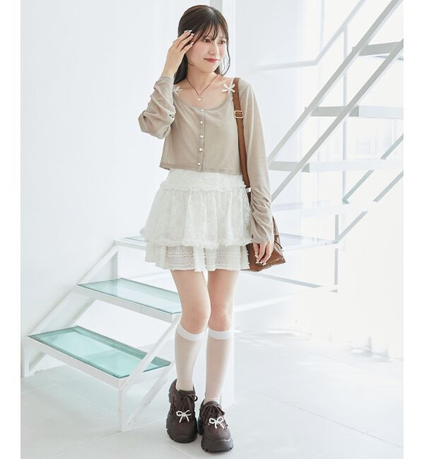  「ペプラムキャミ&times;カーデセット」|カーディガン|