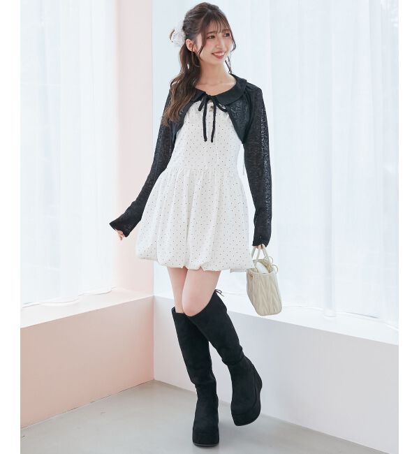  「バックリボン厚底ロングブーツ」|ロングブーツ|