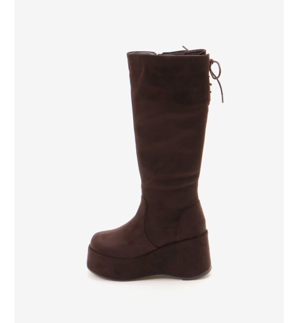  「バックリボン厚底ロングブーツ」|ロングブーツ|