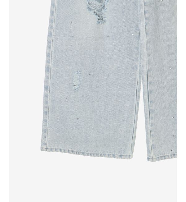  「キラキラレースダメージデニム」|デニム|