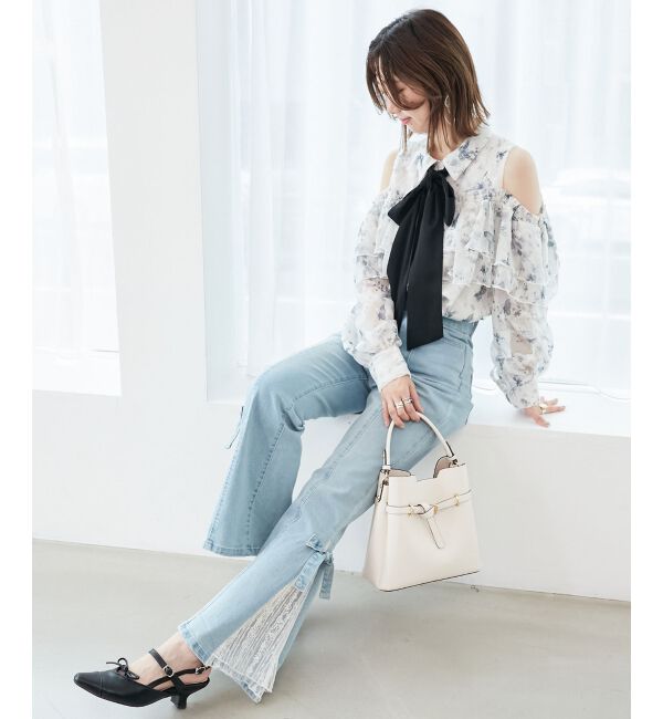  「バイカラーボウタイフリルブラウス」|シャツ・ブラウス|