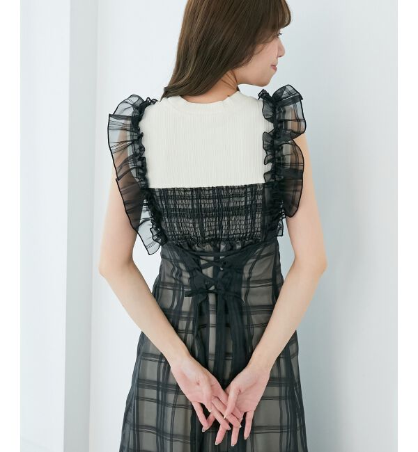  「ノースリフリルドッキングワンピ」|ワンピース|