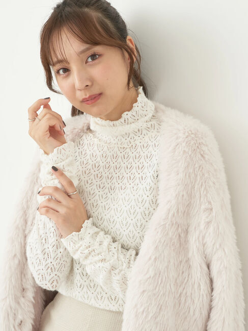earth music&ecology「起毛レースハイネックインナー」|インナー|Ivory