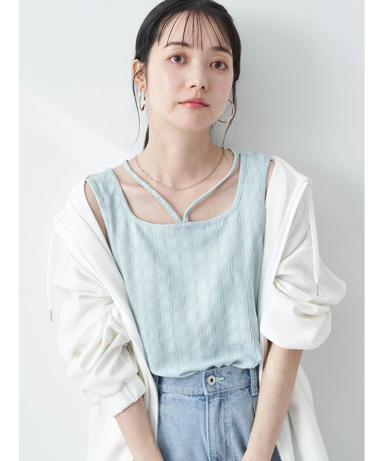 earth music&ecology「前後2wayタンクトップ」|インナー|Light Blue