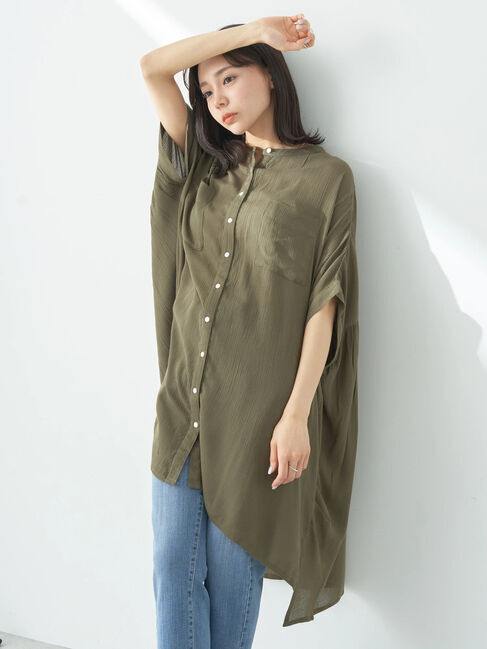 earth music&ecology「レーヨンポケットシャツチュニック」|チュニック|