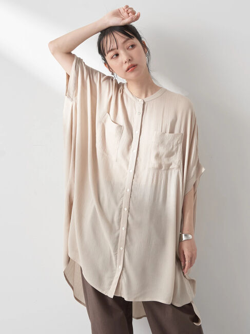 earth music&ecology「レーヨンポケットシャツチュニック」|チュニック|Beige