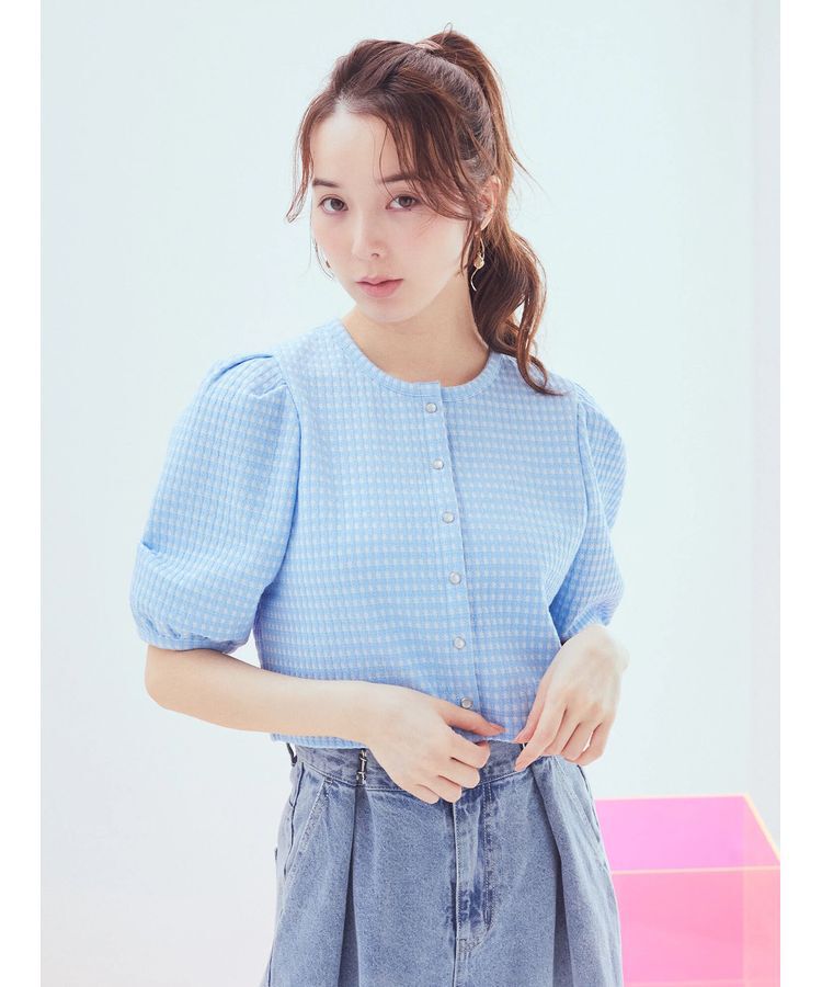 earth music&ecology「カットジャガードカーディガン」|カーディガン|Blue