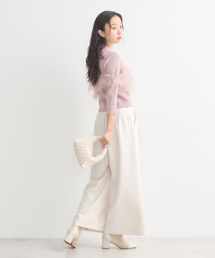 earth music&ecology「胸元チュールドッキングニットプルオーバー」|ニット・セーター|