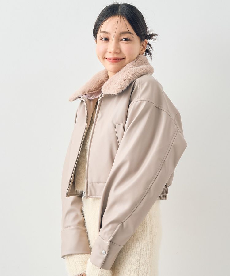 earth music&ecology「襟ファーレザーブルゾン」|ブルゾン・スタジャン|