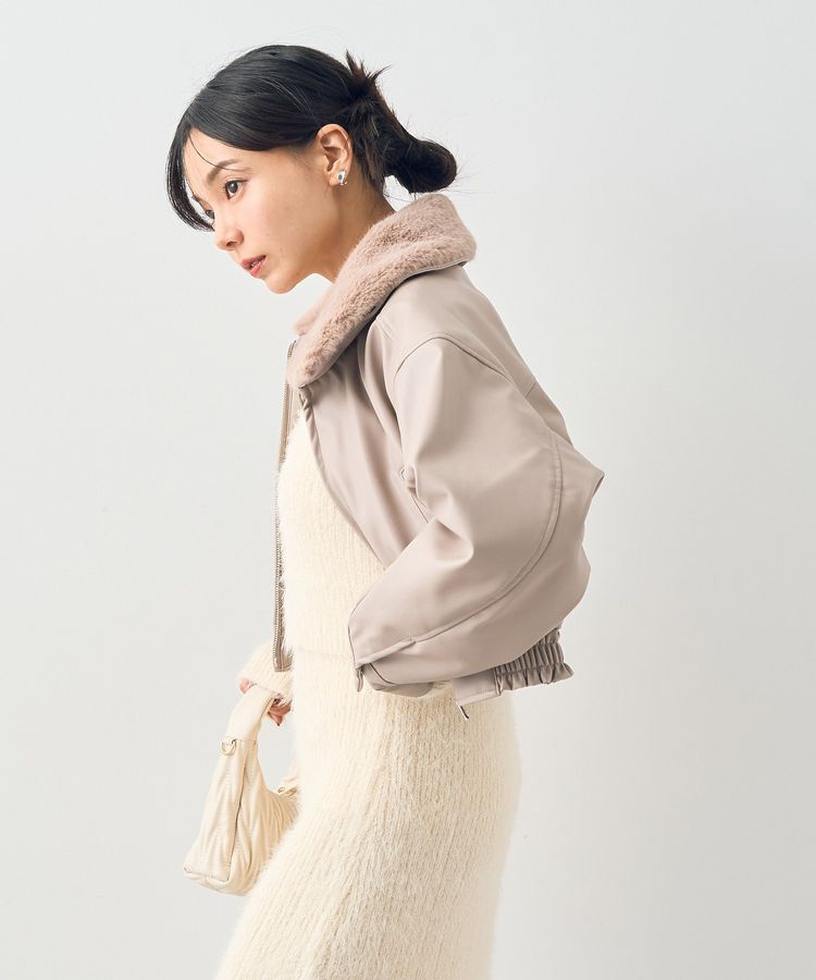 earth music&ecology「襟ファーレザーブルゾン」|ブルゾン・スタジャン|