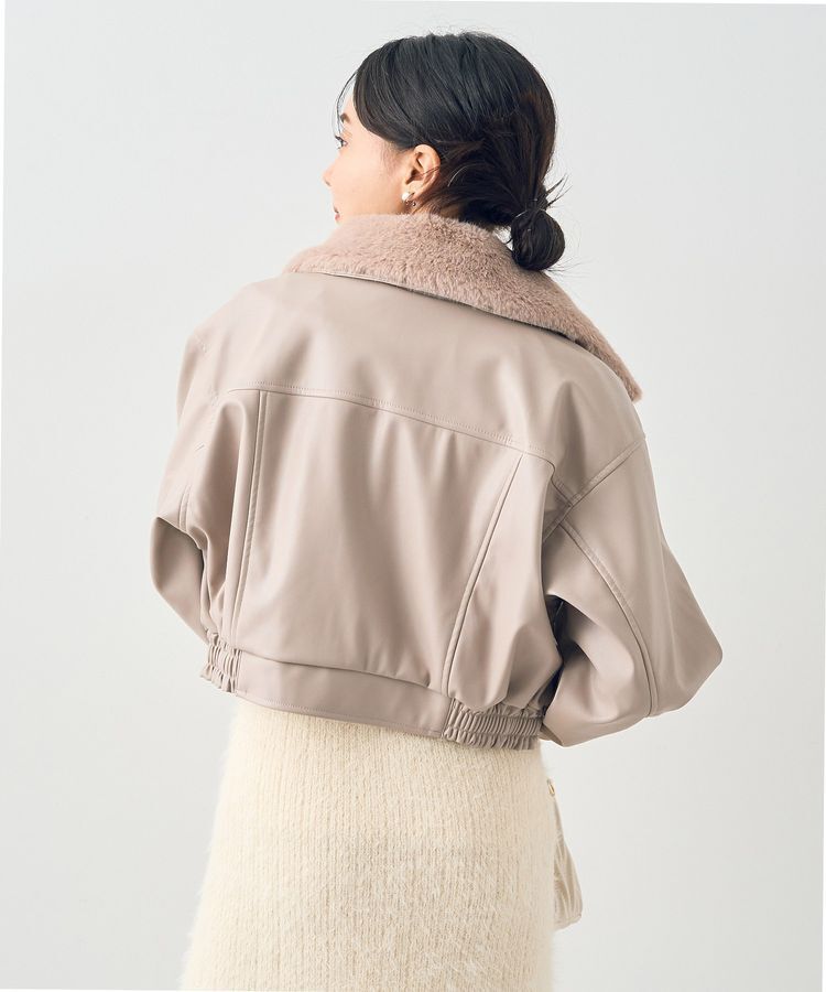 earth music&ecology「襟ファーレザーブルゾン」|ブルゾン・スタジャン|