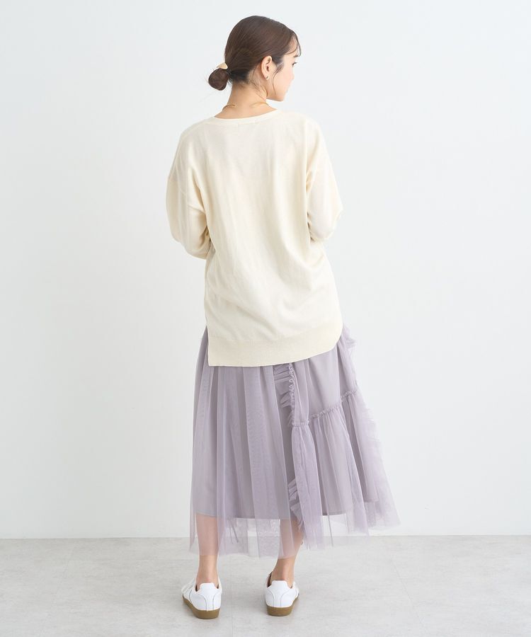 earth music&ecology「チュールアシンメトリーフリルスカート」|フレア|
