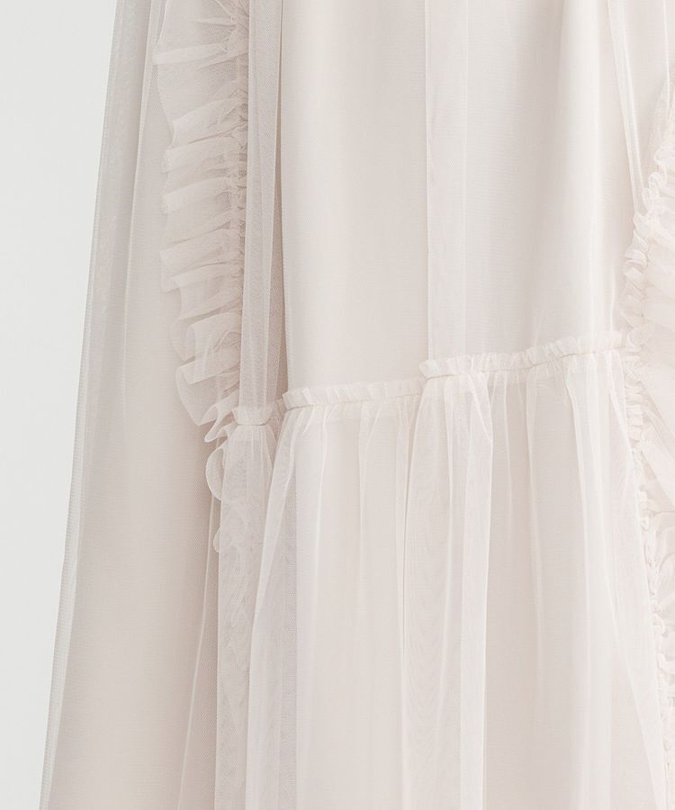 earth music&ecology「チュールアシンメトリーフリルスカート」|フレア|