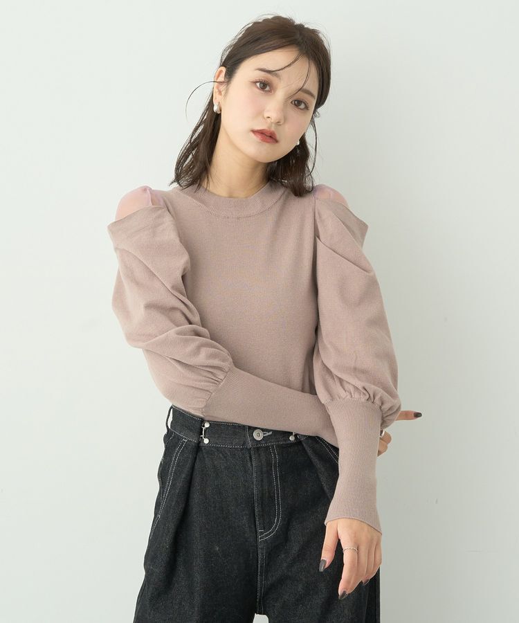 earth music&ecology「袖シアードレーププルオーバー」|ニット・セーター|