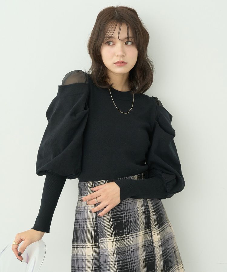 earth music&ecology「袖シアードレーププルオーバー」|ニット・セーター|
