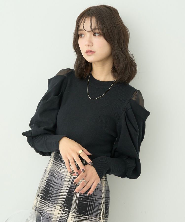 earth music&ecology「袖シアードレーププルオーバー」|ニット・セーター|