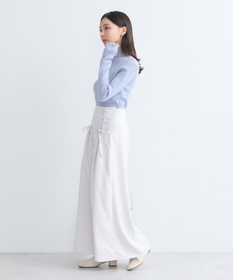 earth music&ecology「レースアップハイウエストスカート」|フレア|