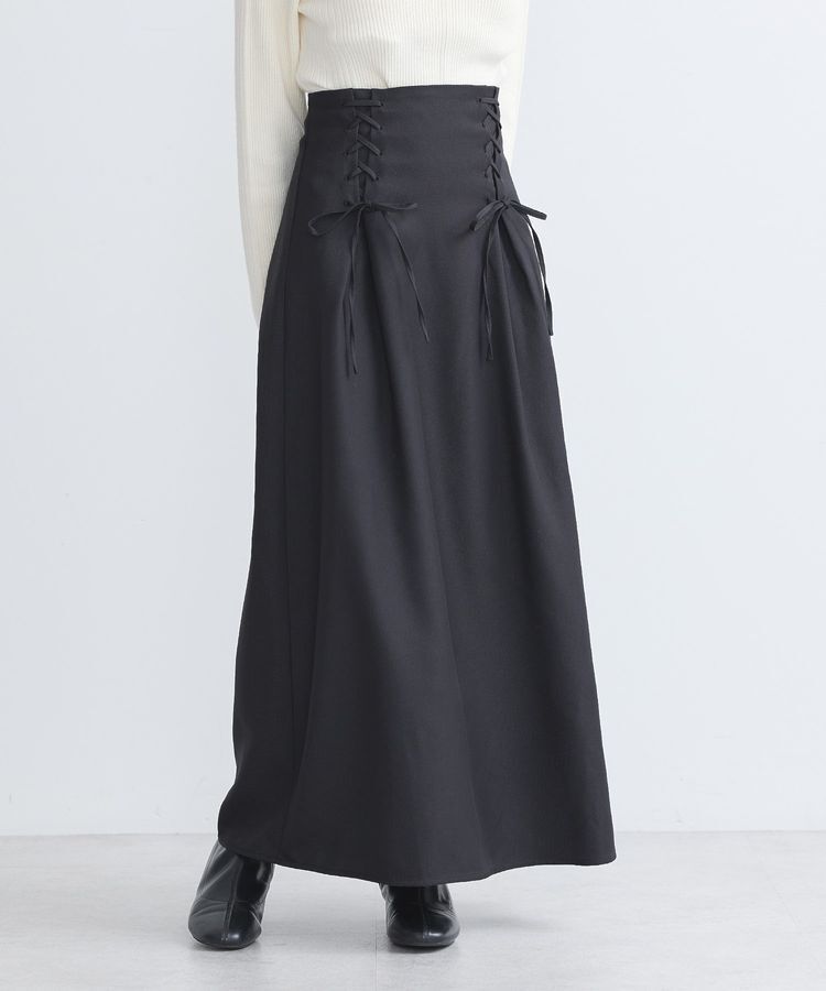 earth music&ecology「レースアップハイウエストスカート」|フレア|