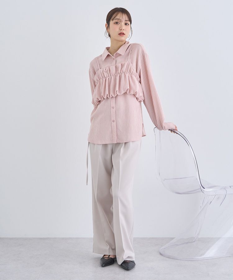 earth music&ecology「SET2点起毛ストライプシャツ+バルーンビスチェ」|シャツ・ブラウス|