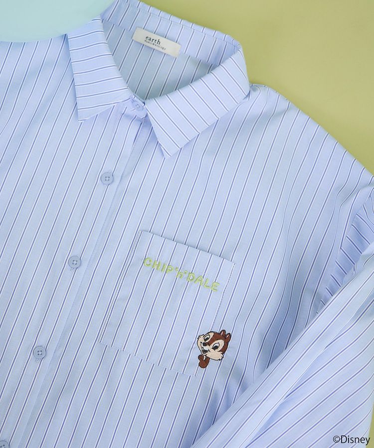 earth music&ecology「チップ&デール/ストライプシャツ」|シャツ・ブラウス|Blue