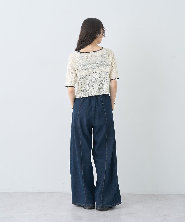 earth music&ecology「ミニスカラップ透かし編みニットカーディガン」|カーディガン|