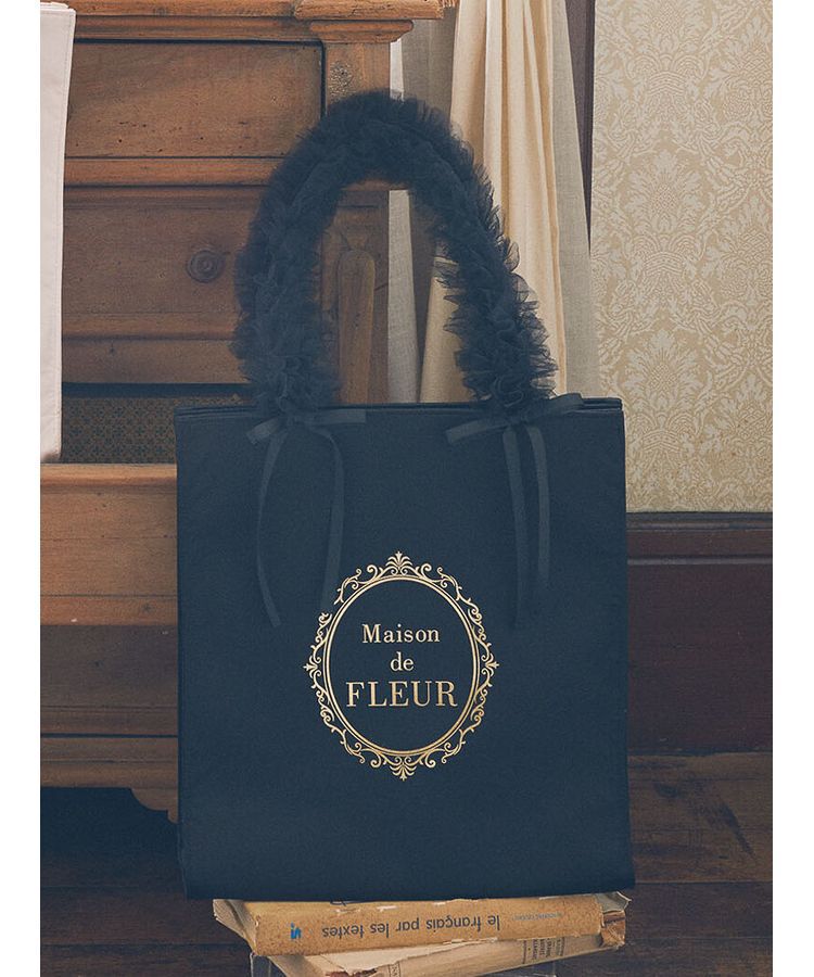 Maison de FLEUR「チュールフリルハンドルトートバッグ」|トートバッグ|ブラック