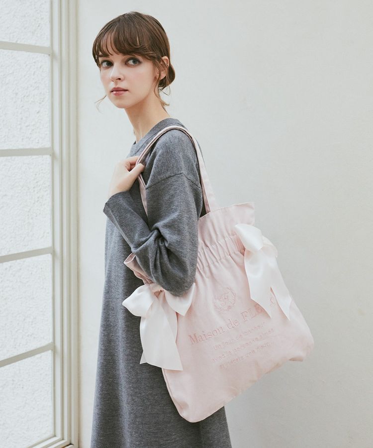 Maison de FLEUR「EC限定 キャンバスダブルリボントートバッグ」|トートバッグ|ピンク