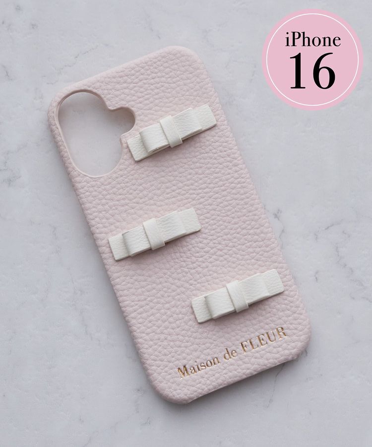 Maison de FLEUR「リボンアイフォン16ケース」|モバイルケース|ピンク