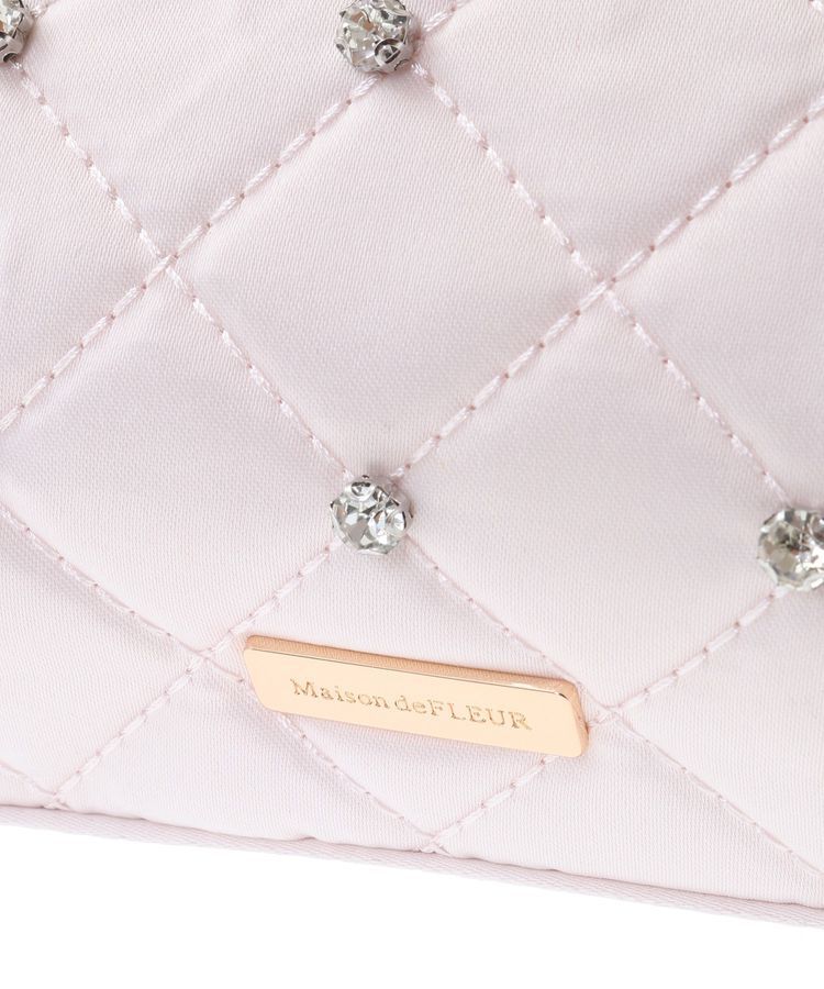 Maison de FLEUR「チュールハンドルラインストーンボストンバッグ」|ハンドバッグ|