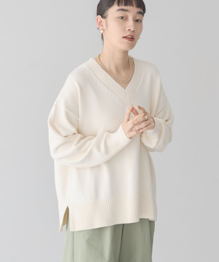 AMERICAN HOLIC「Vネックニットプルオーバー」|ニット・セーター|Ivory