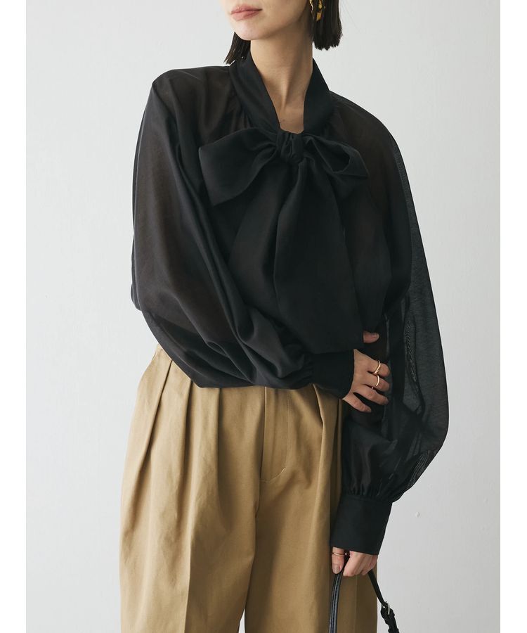 AnriettMusee「シアーボウタイブラウス」|シャツ・ブラウス|Black