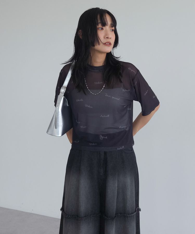AnriettMusee「ロゴ入りチュールトップス」|Tシャツ・カットソー|