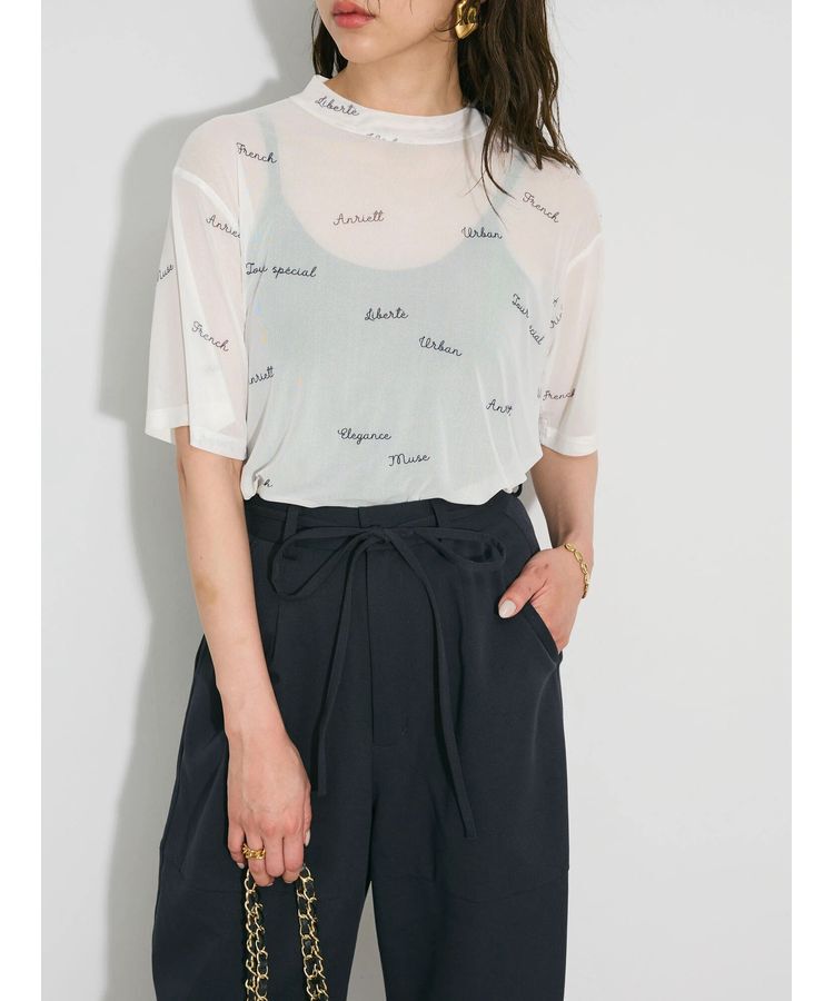 AnriettMusee「ロゴ入りチュールトップス」|Tシャツ・カットソー|