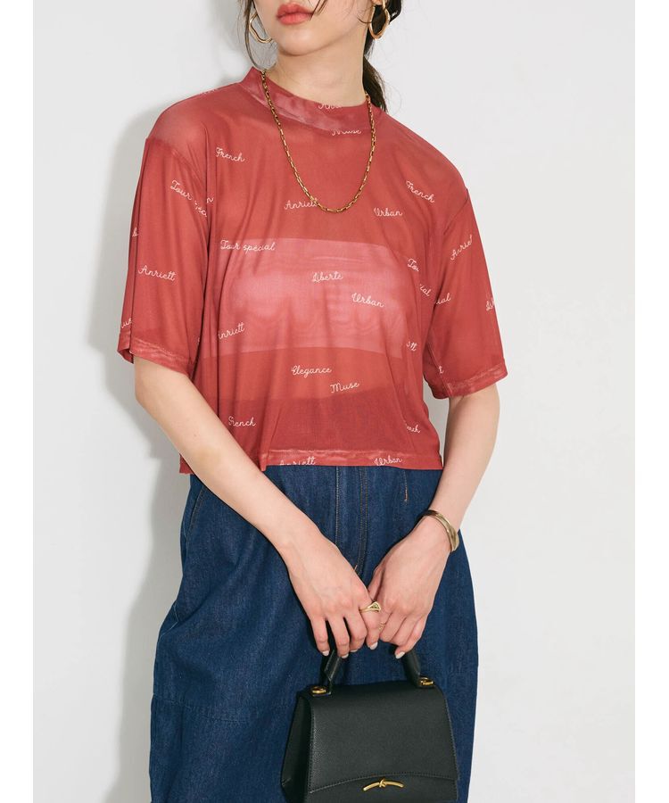 AnriettMusee「ロゴ入りチュールトップス」|Tシャツ・カットソー|