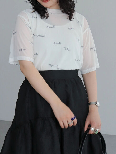 AnriettMusee「ロゴ入りチュールトップス」|Tシャツ・カットソー|