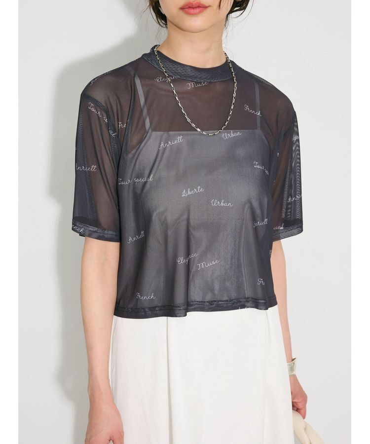 AnriettMusee「ロゴ入りチュールトップス」|Tシャツ・カットソー|