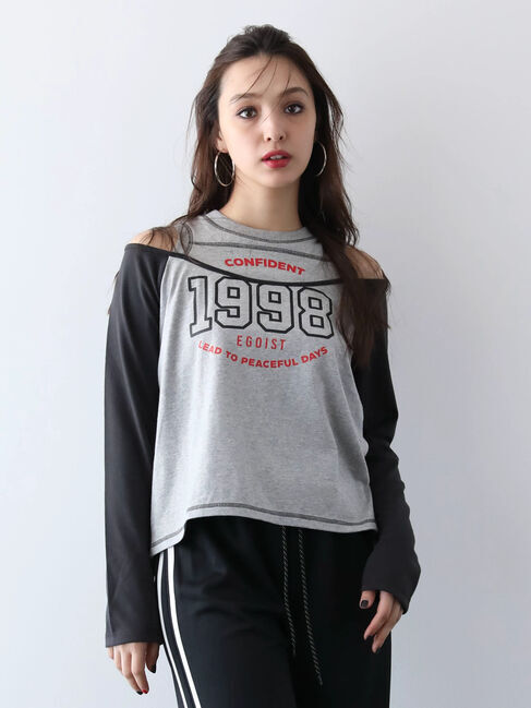 Green Parks「EGOIST　肩開きロゴ長袖プルオーバー」|Tシャツ・カットソー|Gray