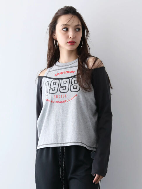 Green Parks「EGOIST　肩開きロゴ長袖プルオーバー」|Tシャツ・カットソー|