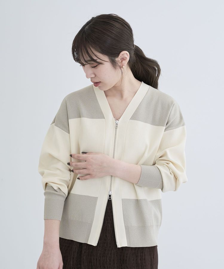 Green Parks「・furry rate かる～いニットZIPブルゾン」|カーディガン|