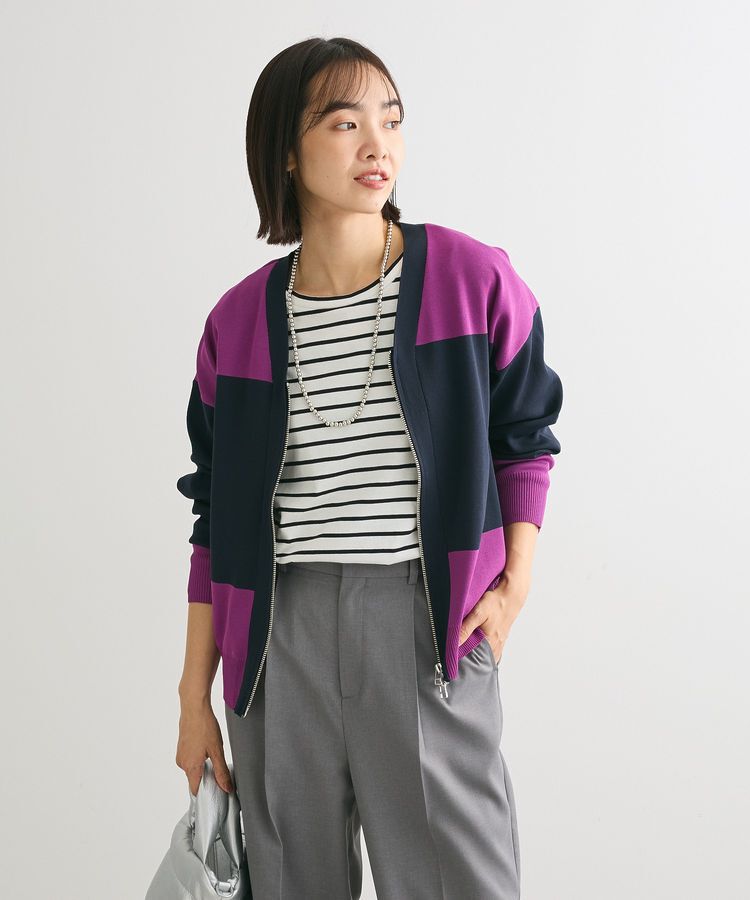 Green Parks「・furry rate かる～いニットZIPブルゾン」|カーディガン|Navy