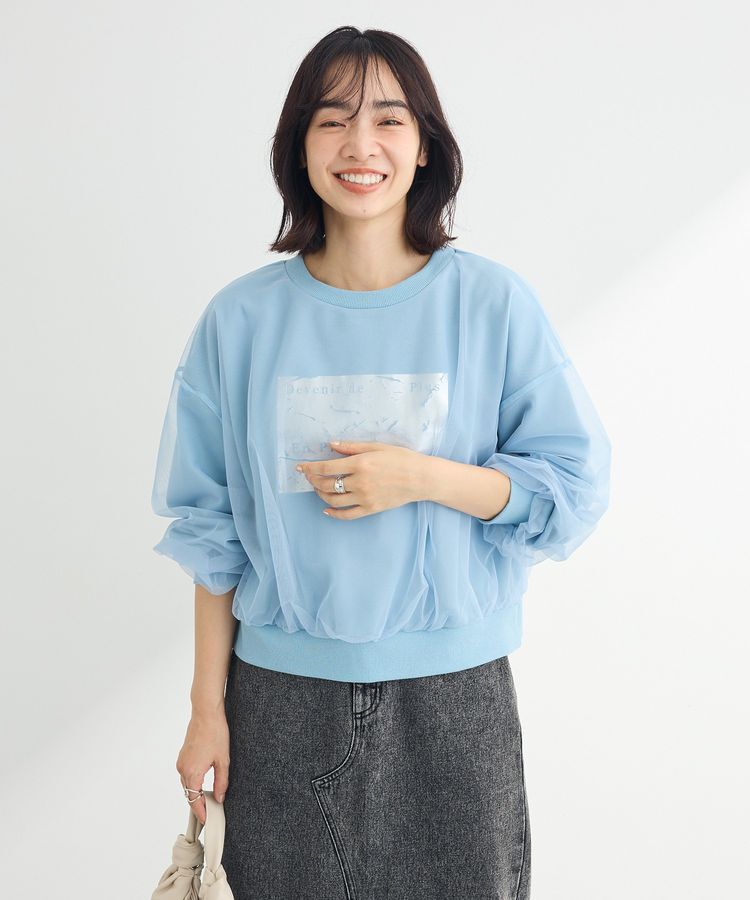 Green Parks「箔プリントチュール重ねプルオーバー」|スウェット・ジャージ|