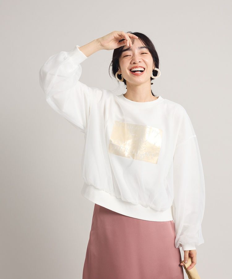 Green Parks「箔プリントチュール重ねプルオーバー」|スウェット・ジャージ|