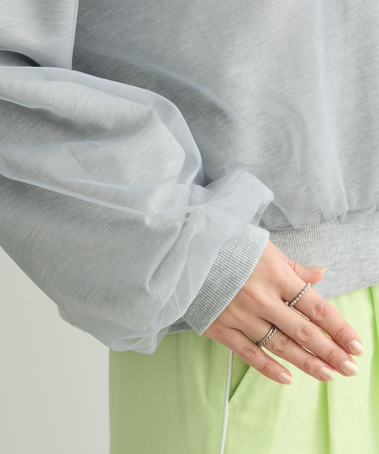 Green Parks「箔プリントチュール重ねプルオーバー」|スウェット・ジャージ|