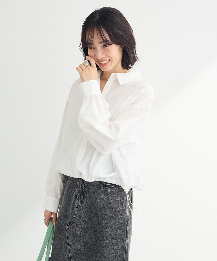 Green Parks「イージーケア裾ドロストシャツ」|シャツ・ブラウス|Off White