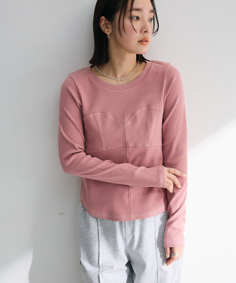 Green Parks「・SUGAR SPOON ビスチェラインリブロンTEE」|Tシャツ・カットソー|Pink