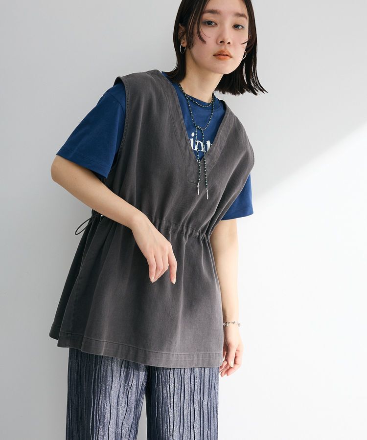 Green Parks「ピグメントドロストベスト」|ベスト・ジレ|Charcoal Gray