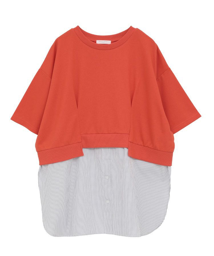 Green Parks「裾タックミニ裏毛シャツドッキングチュニック」|チュニック|